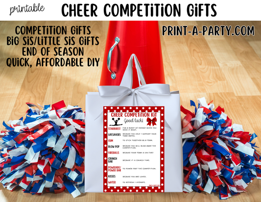 Cheerleader Competition Gift Printable Candy Gram – Big Sis, Little Sis & Team Gifts, Cheer Content