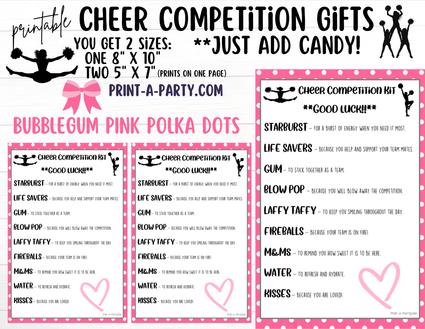 Cheerleader Candy Gram Printable – Big Sis, Little Sis & Team Gifts, Cheer Content