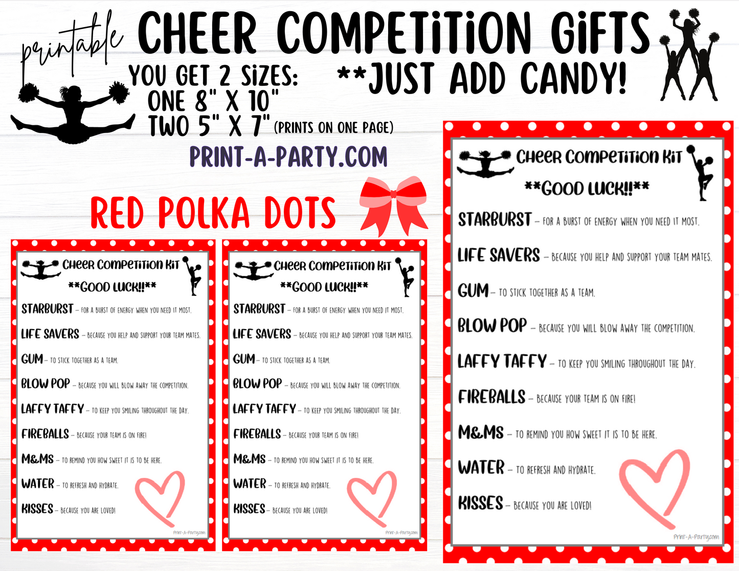 Cheerleader Candy Gram Printable – Big Sis, Little Sis & Team Gifts, Cheer Content