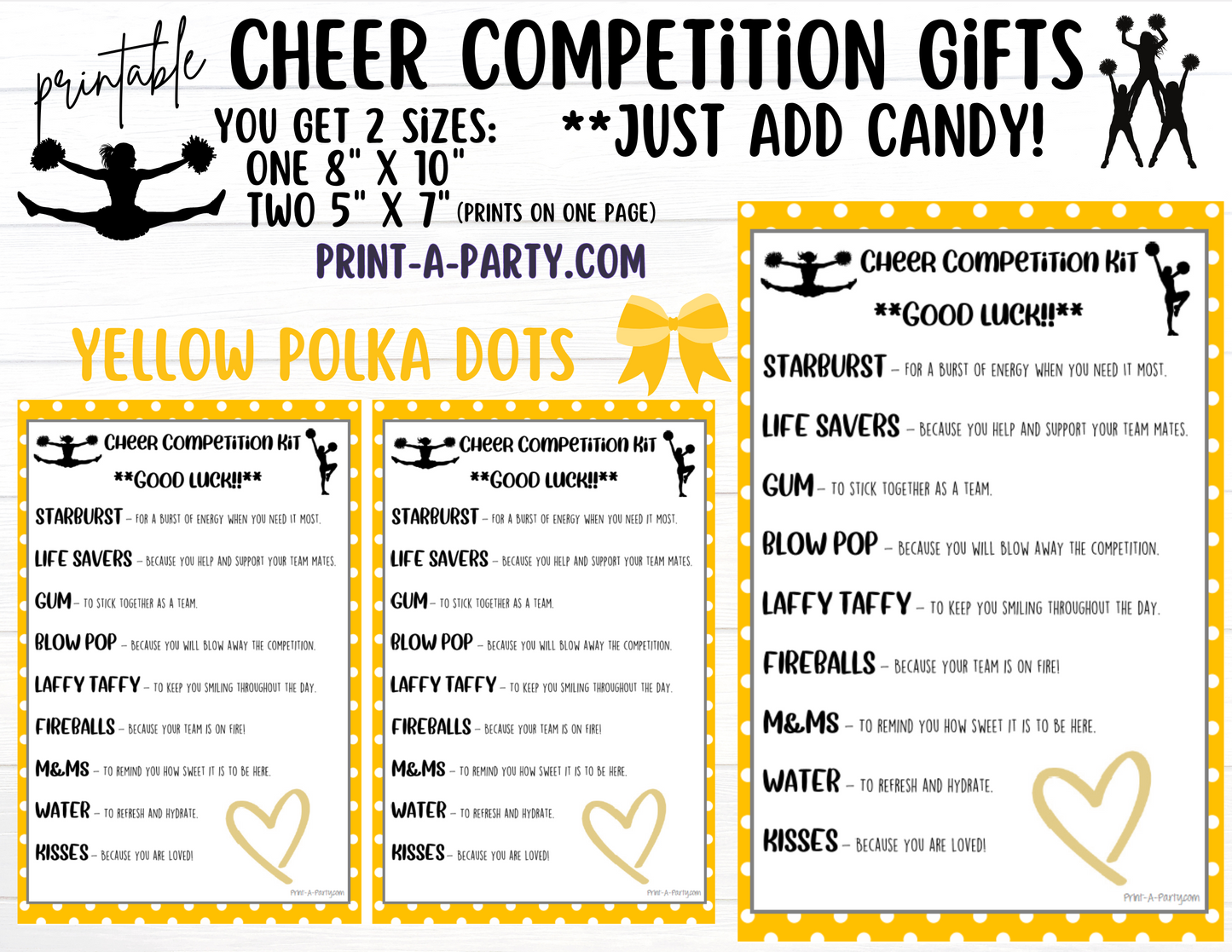 Cheerleader Candy Gram Printable – Big Sis, Little Sis & Team Gifts, Cheer Content