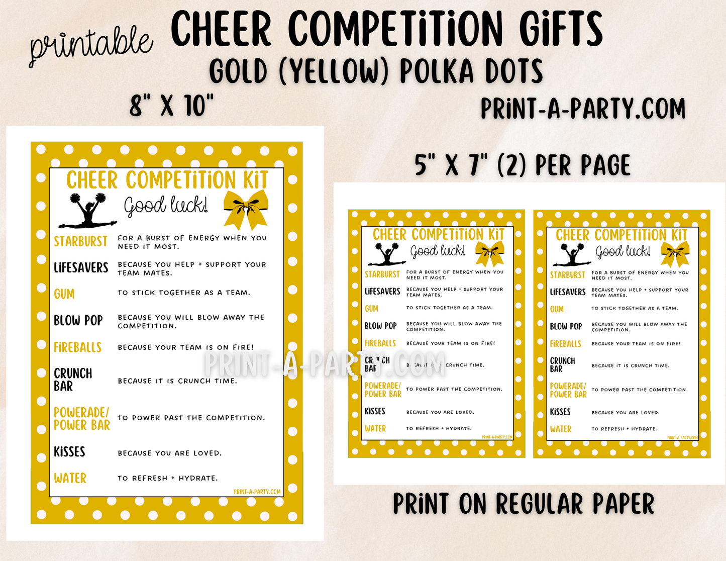 Cheerleader Competition Gift Printable Candy Gram – Big Sis, Little Sis & Team Gifts, Cheer Content