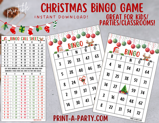 BINGO: Printable Christmas Holiday Bingo Game – Fun Holiday Activity for Parties, Classrooms and Family Fun