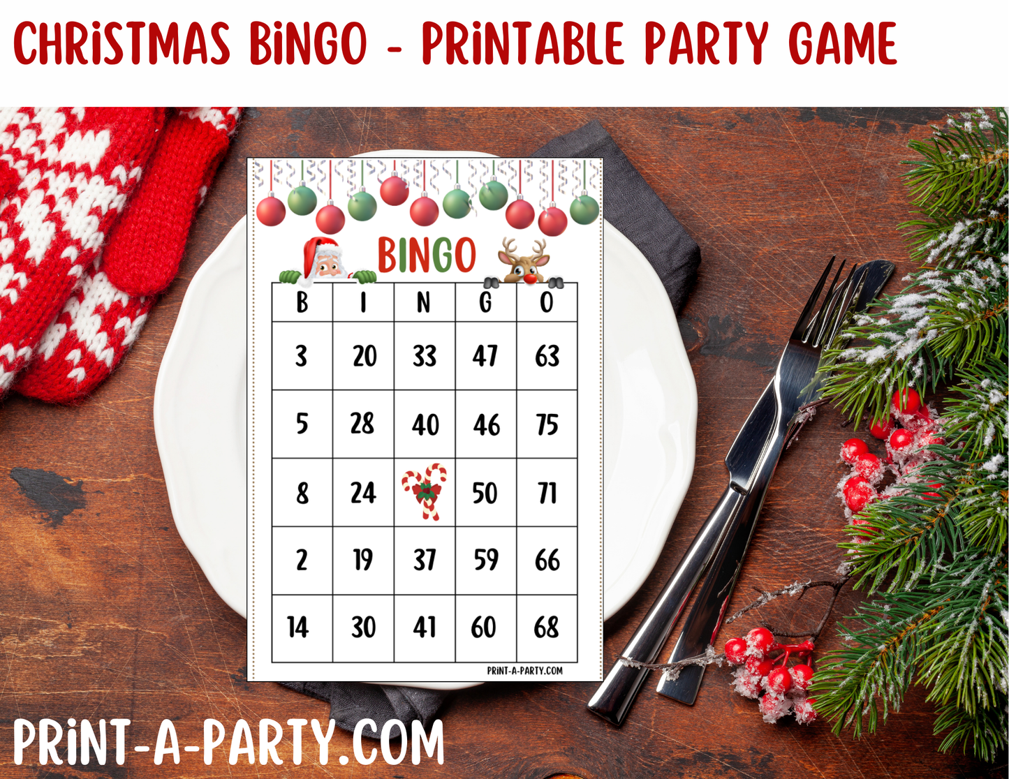BINGO: Printable Christmas Holiday Bingo Game – Fun Holiday Activity for Parties, Classrooms and Family Fun
