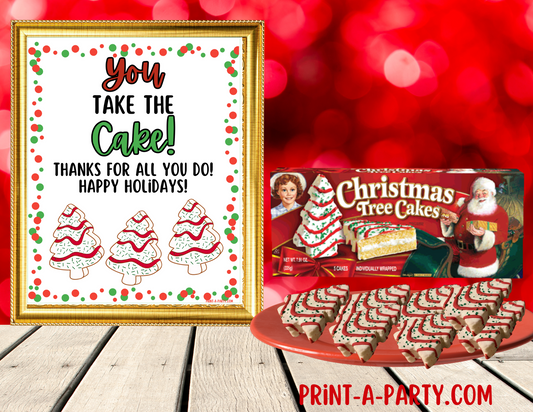 Appreciation Sign: Christmas Tree Cakes Printable Sign – Festive 8x10 Holiday Appreciation Decor for Staff, Teachers & Volunteers