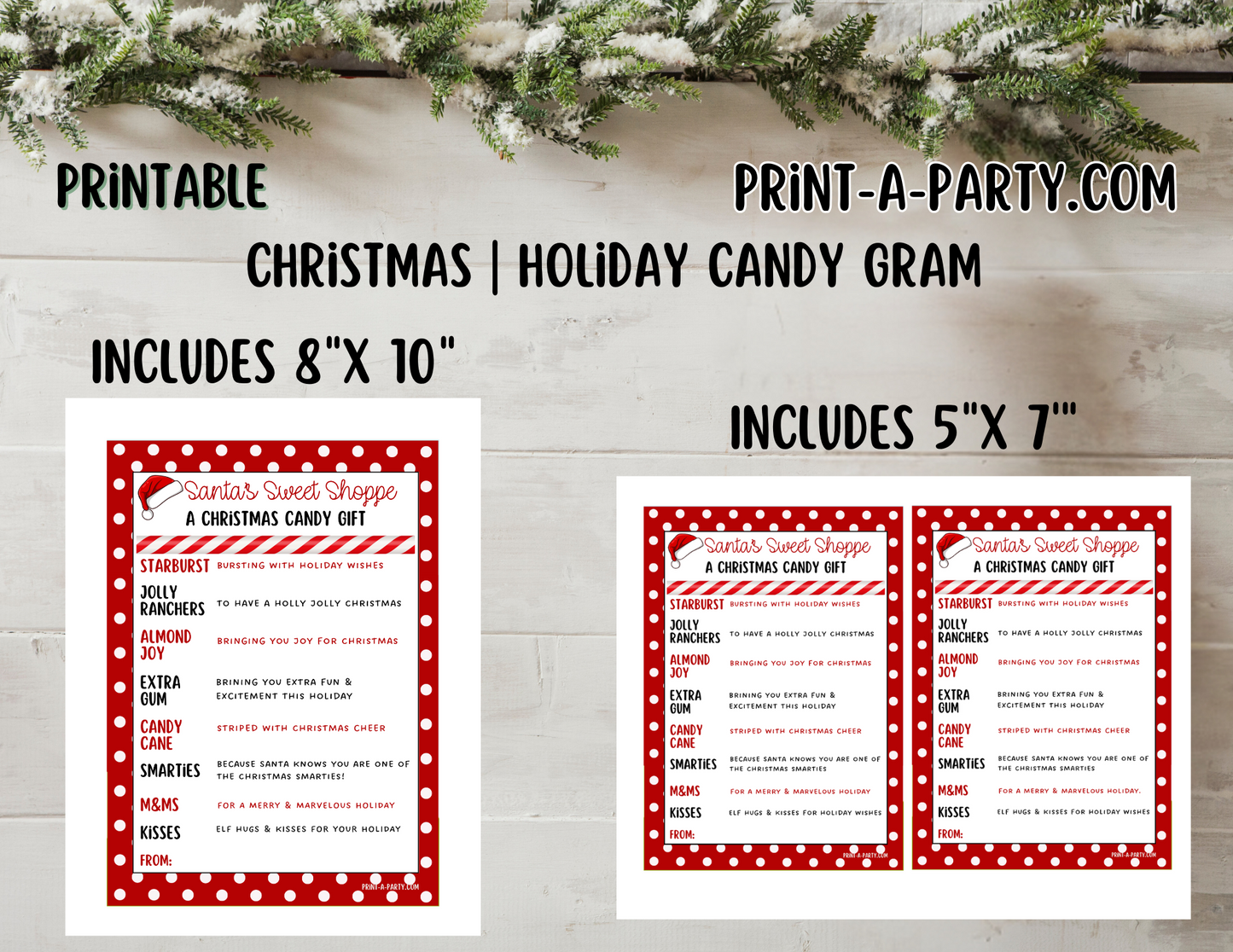 GIFT IDEA: Christmas Candy Gram Printable - Ideal DIY Holiday Gift for Classrooms, Neighbors, Teachers, Coworkers, Friends