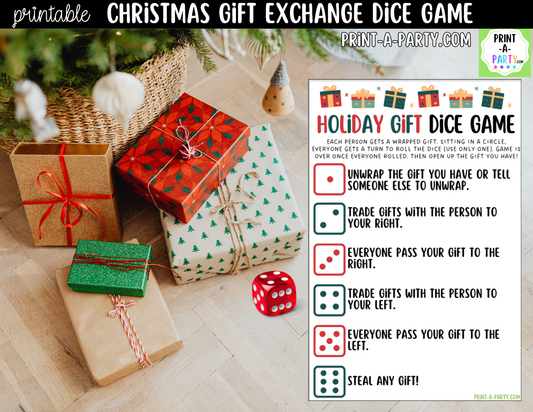 Christmas Dice Game Printable | White Elephant & Gift Exchange Party Game