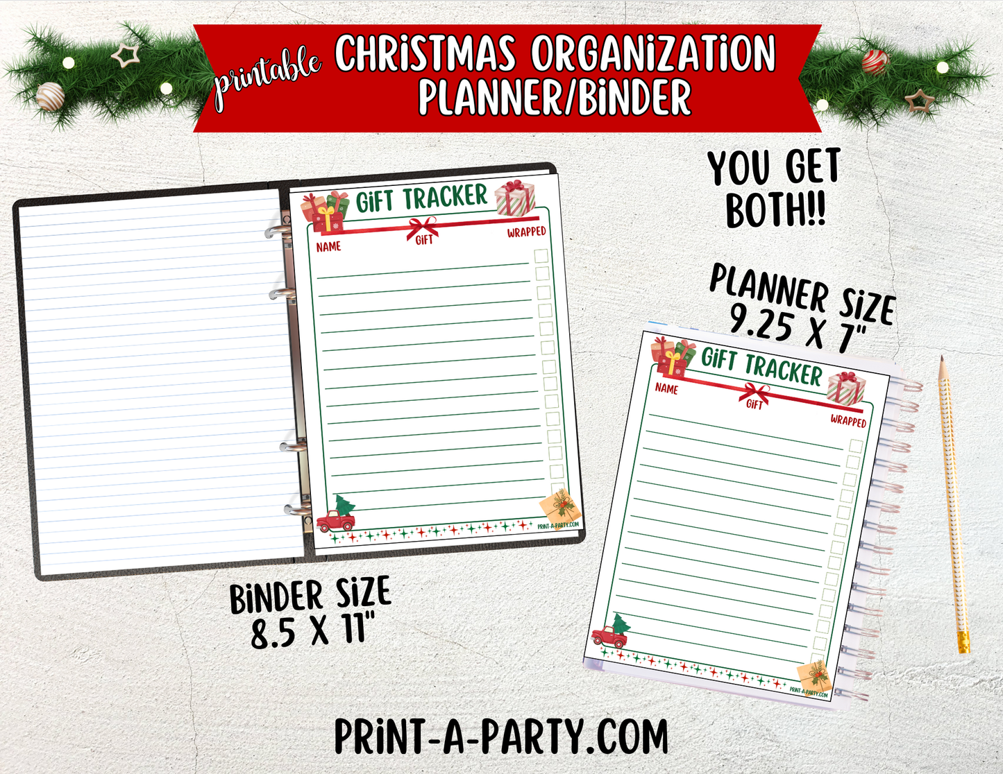 Christmas Planner - Printable Christmas Planner Binder Kit | Holiday Organization, Calendars, Checklists, Recipe Pages and Gift Trackers