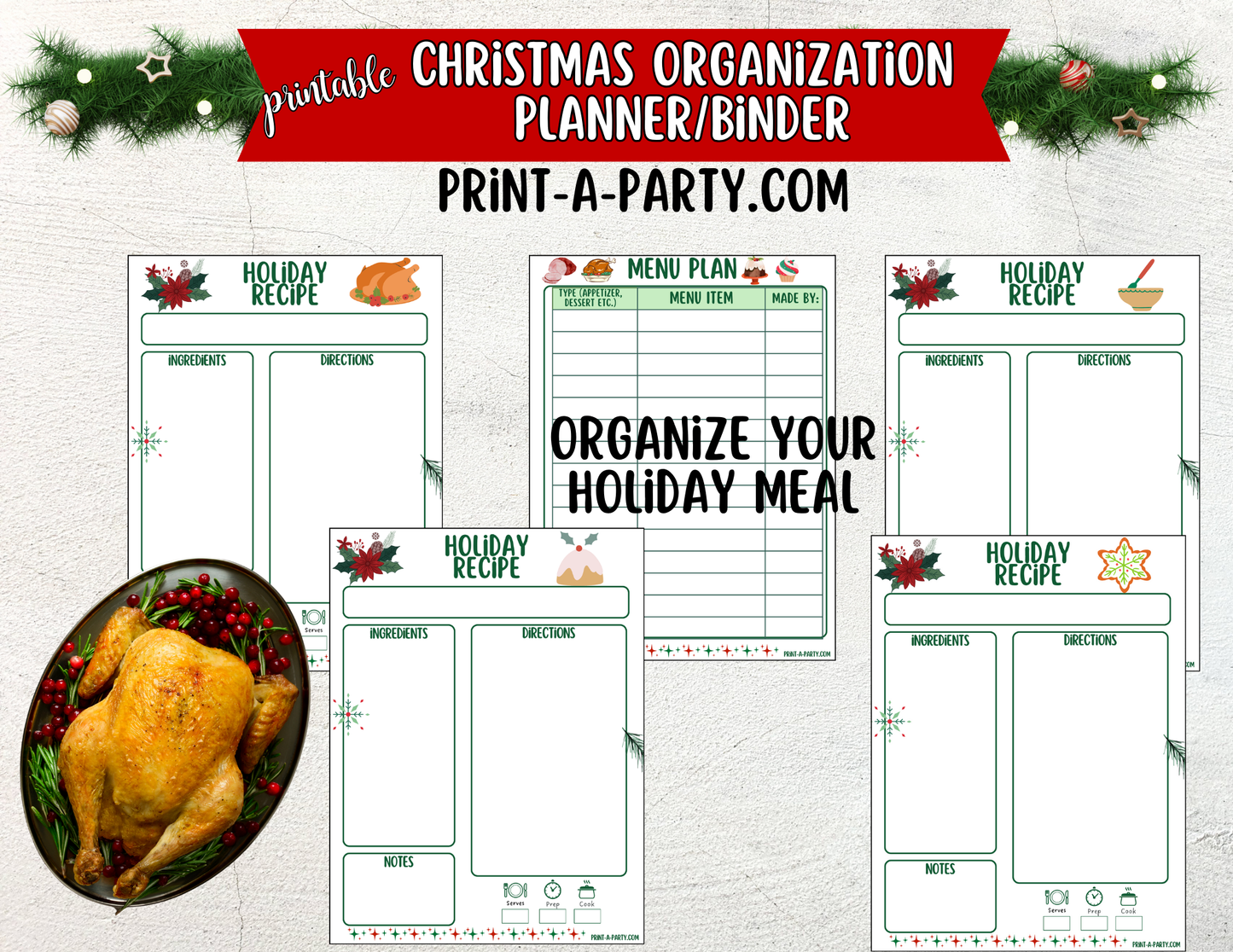 Christmas Planner - Printable Christmas Planner Binder Kit | Holiday Organization, Calendars, Checklists, Recipe Pages and Gift Trackers