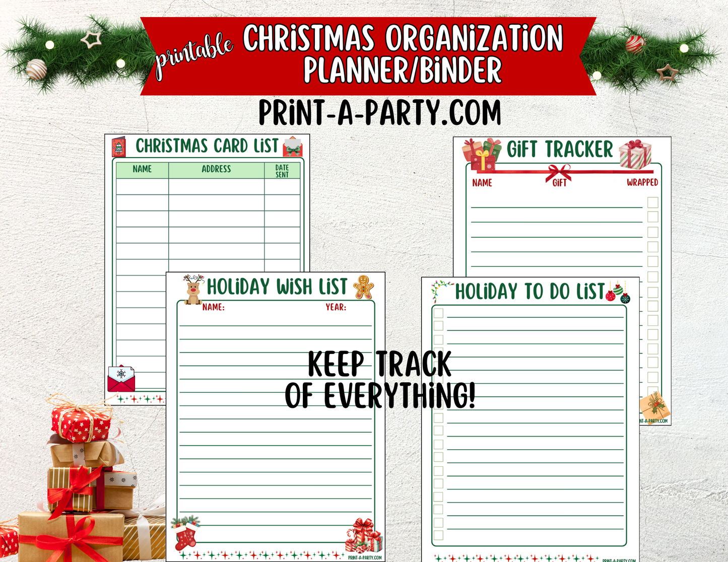 Christmas Planner - Printable Christmas Planner Binder Kit | Holiday Organization, Calendars, Checklists, Recipe Pages and Gift Trackers