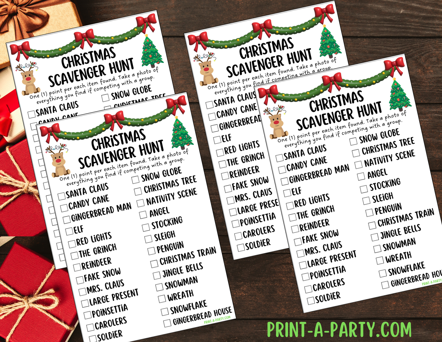 SCAVENGER HUNT GAME: Printable Christmas Scavenger Hunt Game – Fun Holiday Activity for Kids & Parties