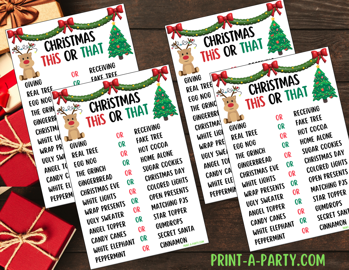 THIS OR THAT GAME - Printable Christmas This or That Game – Fun Holiday Party Activity