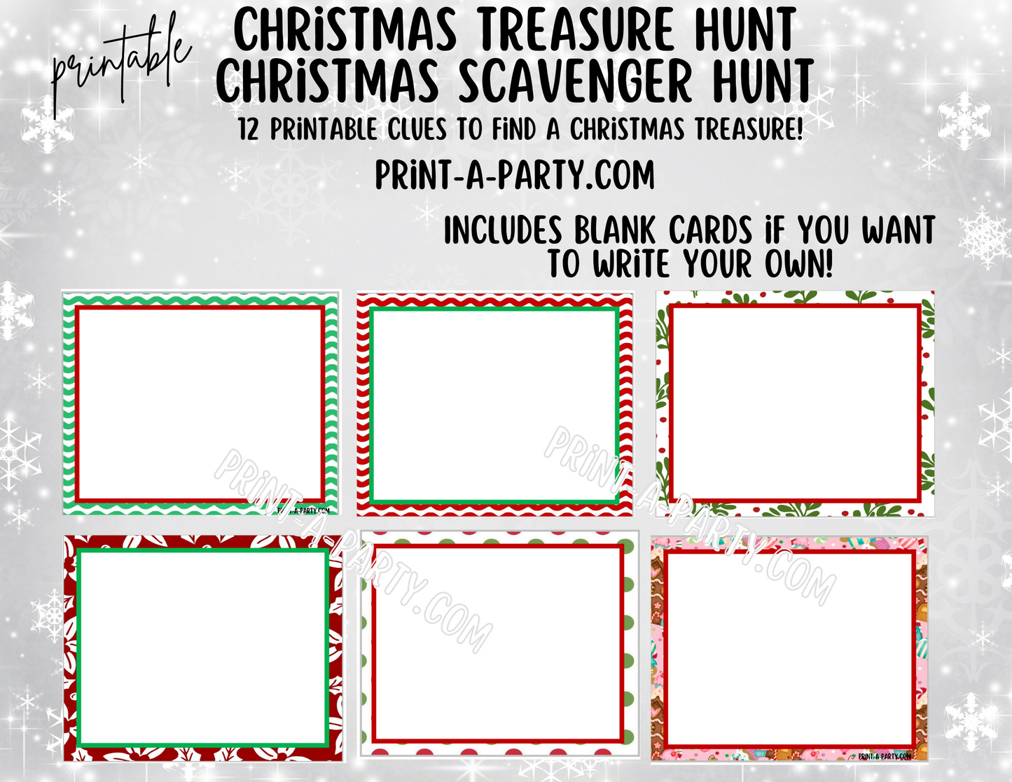 Christmas Scavenger Hunt Printable Game | Holiday Treasure Hunt with Clue Cards | Fun Family Activity for Kids, Classroom, Party