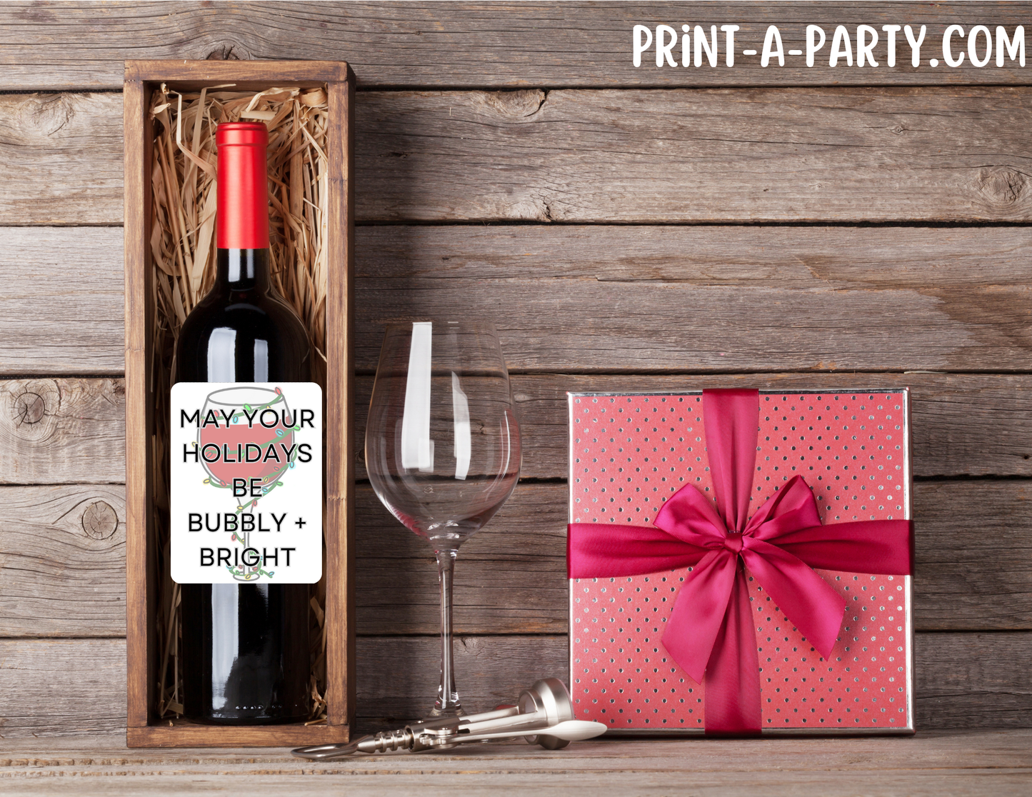 WINE LABELS: Funny Christmas Wine Labels – Printable Holiday Bottle Stickers for Holiday Host Gifts and Table Decor