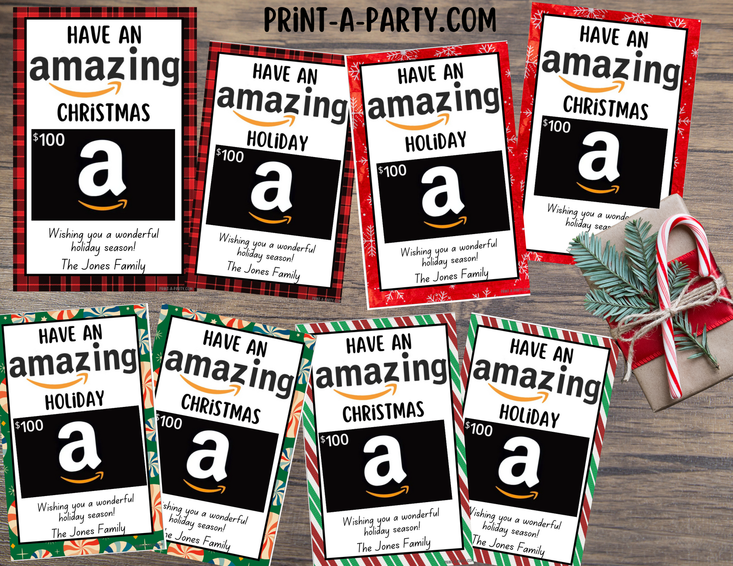 GIFT CARD Amazon Gift Card Holder Printables – Christmas & Holiday Gift Card Templates