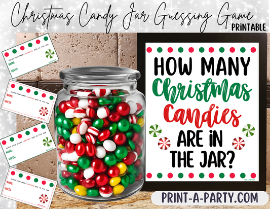 Candy Jar Guessing Game - CHRISTMAS CANDY - Printable Holiday Party Game for Kids, Classrooms, Parties and Office Fun!