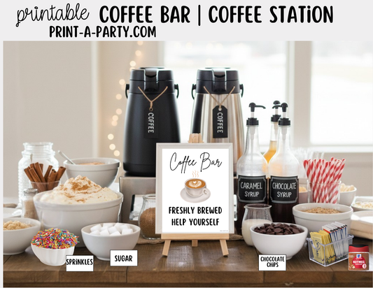 COFFEE BAR - Printable Sign and Topping Tent Cards - Perfect for Parties, Showers, any event!