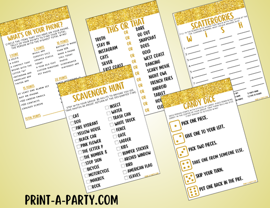 GAMES: COLOR PARTY GOLD YELLOW THEME | Color Party | Gold or Yellow Party Games | Gold Yellow Party Ideas | INSTANT DOWNLOAD