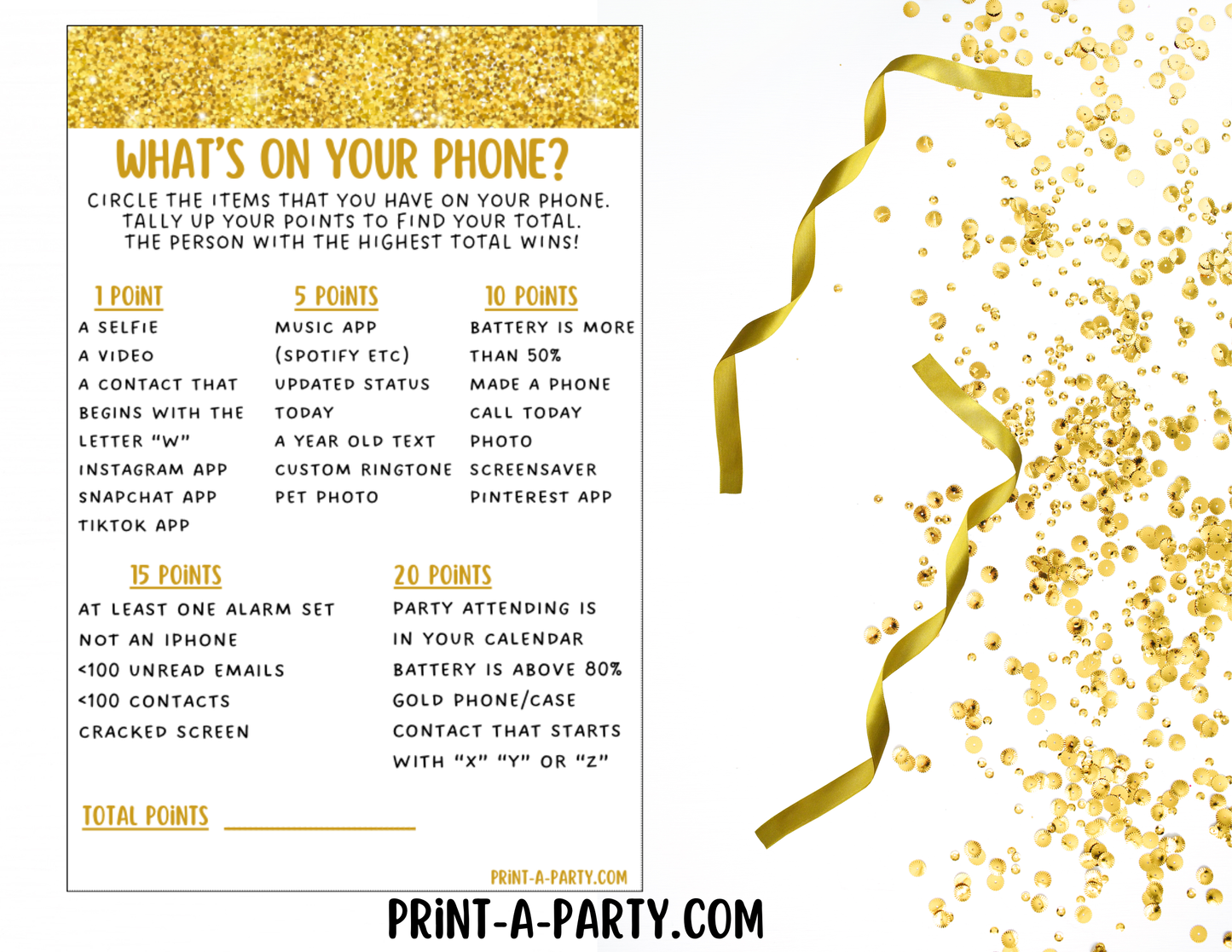 GAMES: COLOR PARTY GOLD YELLOW THEME | Color Party | Gold or Yellow Party Games | Gold Yellow Party Ideas | INSTANT DOWNLOAD