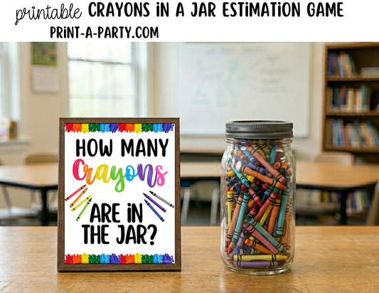 How Many Crayons in Jar Guessing Game Printable – Sign + Guessing Cards for Class Activity