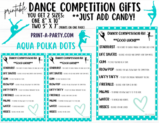 Dance Candy Gram Printable – Big Sis, Little Sis & Team Gifts, Dance Competition, Dance Contest