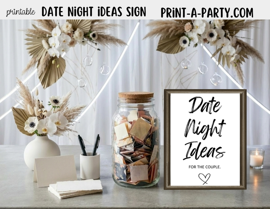 Printable Date Night Ideas Sign (8x10) - Wedding Shower Decor - Instant PDF Download