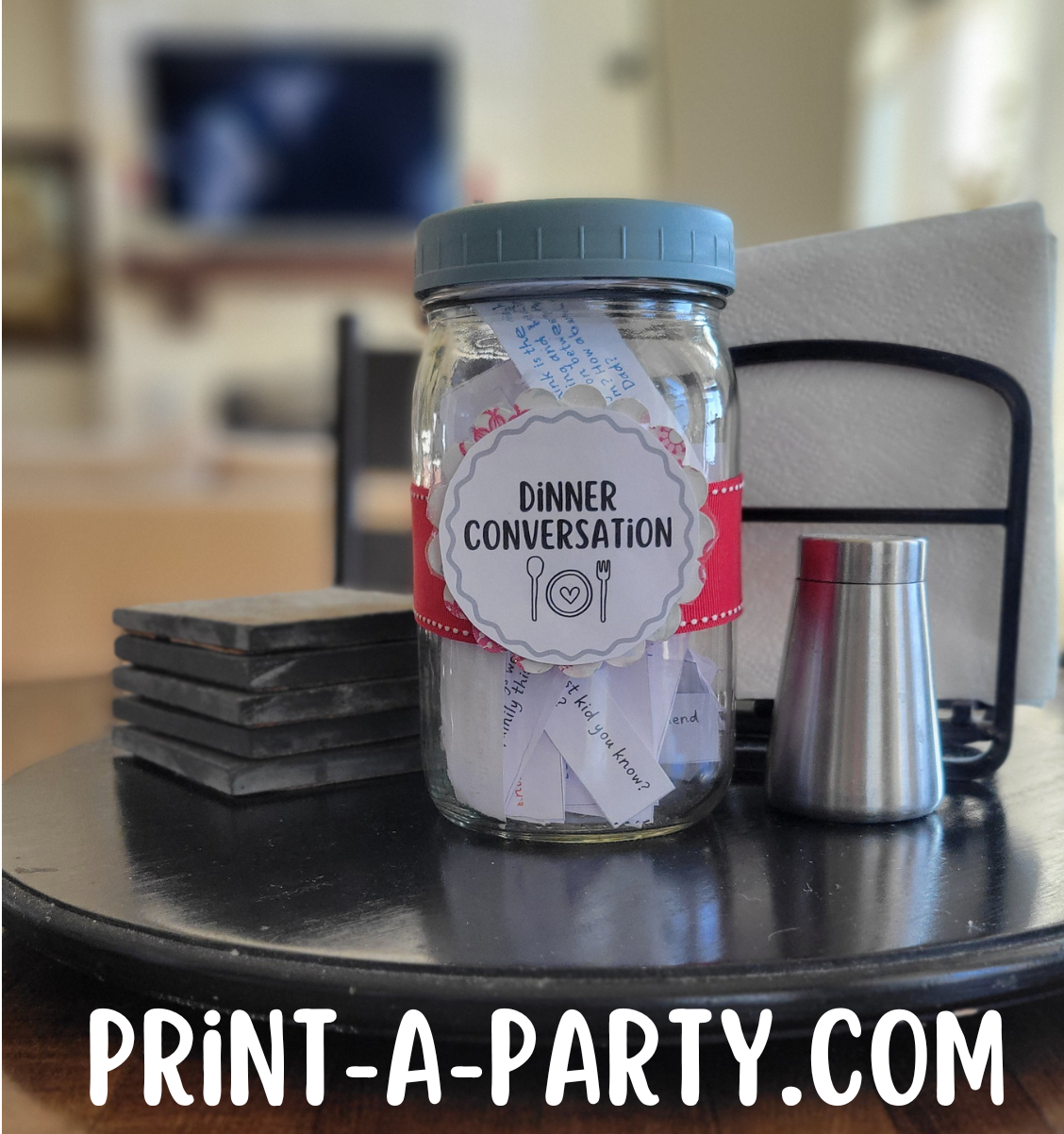 Dinner Conversation Jar - 100 unique, fun, thought-provoking questions for kids | Family Dinner Idea | 100 Questions to ask your kids at Dinner | Instant Download