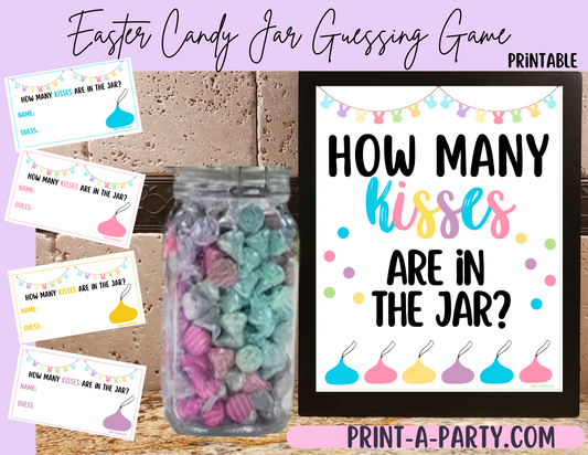 Candy Jar Guessing Game - EASTER CHOCOLATE KISSES - Printable Easter Party Game for Kids, Classrooms, Office or Easter Events!