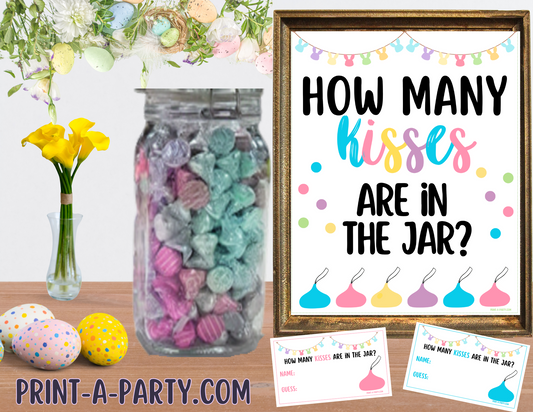Candy Jar Guessing Game - EASTER CHOCOLATE KISSES - Printable Easter Party Game for Kids, Classrooms, Office or Easter Events!