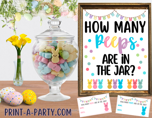 Easter Peeps Candy Jar Guessing Game Printable – Sign + Guessing Cards for Easter, Spring, Parties, Classrooms