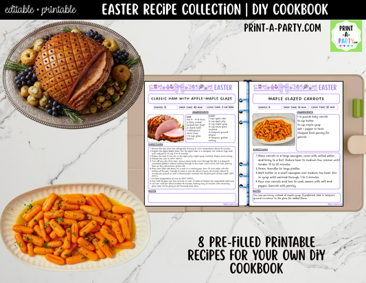 Easter Recipe Pages Printable & Editable Cookbook Set