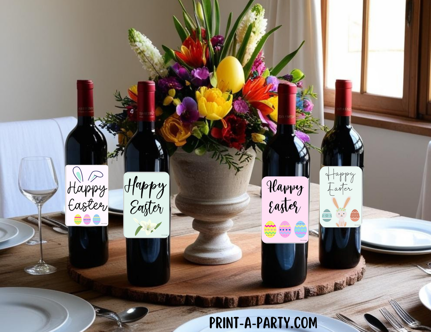 WINE LABELS: Easter Wine | Easter | Wine Gift | Wine Labels | Easter Decor | Easter Table