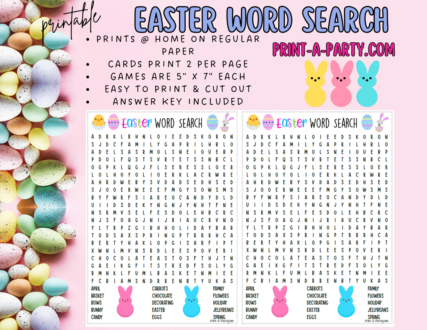 WORD SEARCH: Easter Word Search | Easter Games | Easter Bunny | Easter Activities - INSTANT DOWNLOAD