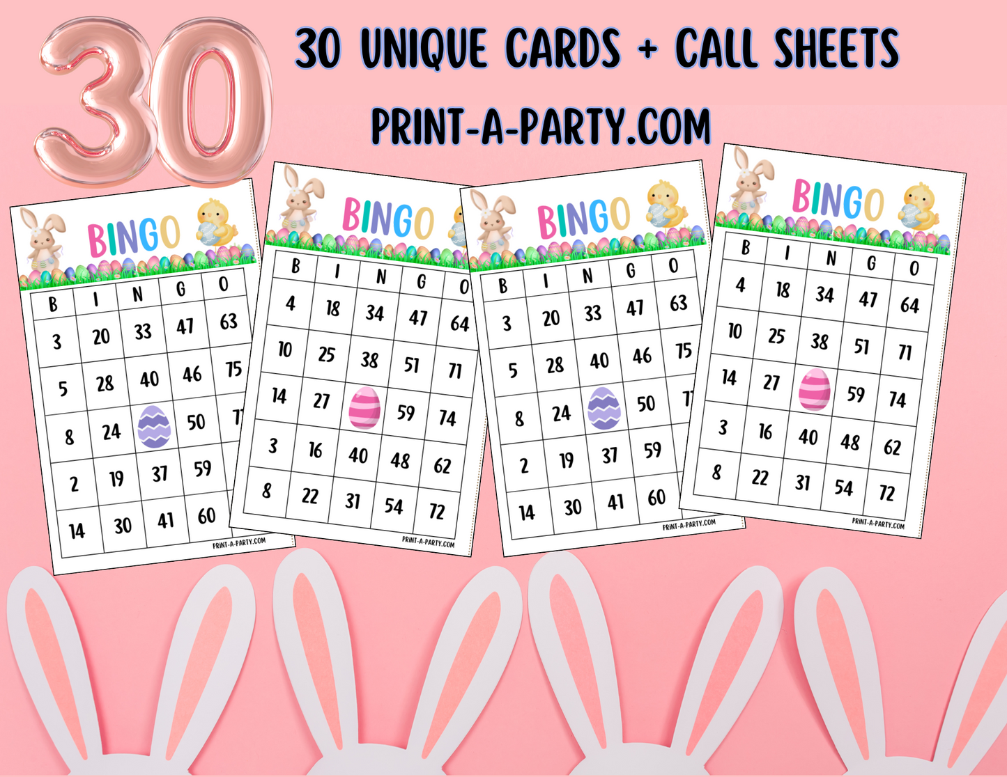 BINGO: Easter Bingo | Easter Bunny | Easter Activities | Parties | Classroom | 30, 40, or 50 cards