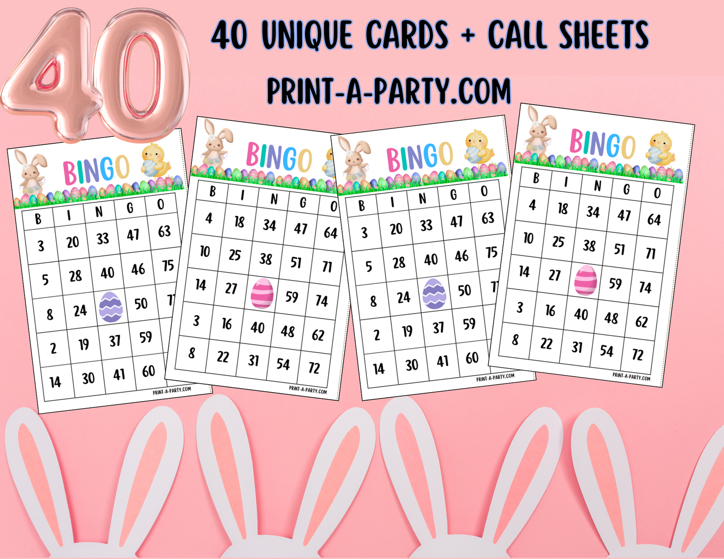 BINGO: Easter Bingo | Easter Bunny | Easter Activities | Parties | Classroom | 30, 40, or 50 cards