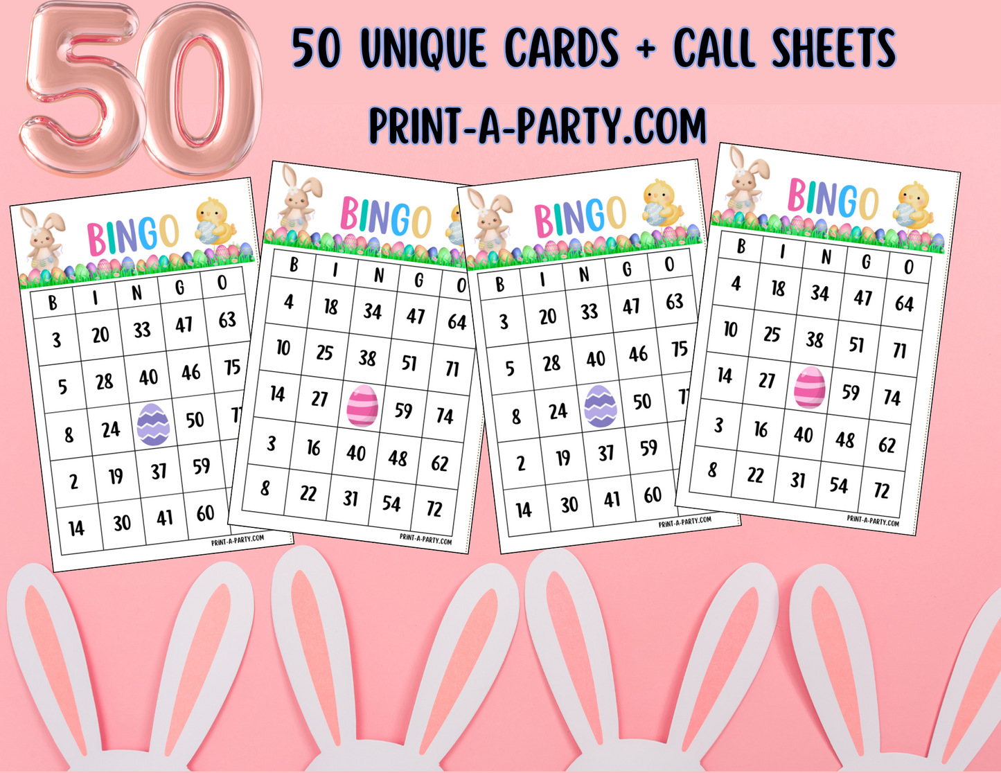 BINGO: Easter Bingo | Easter Bunny | Easter Activities | Parties | Classroom | 30, 40, or 50 cards