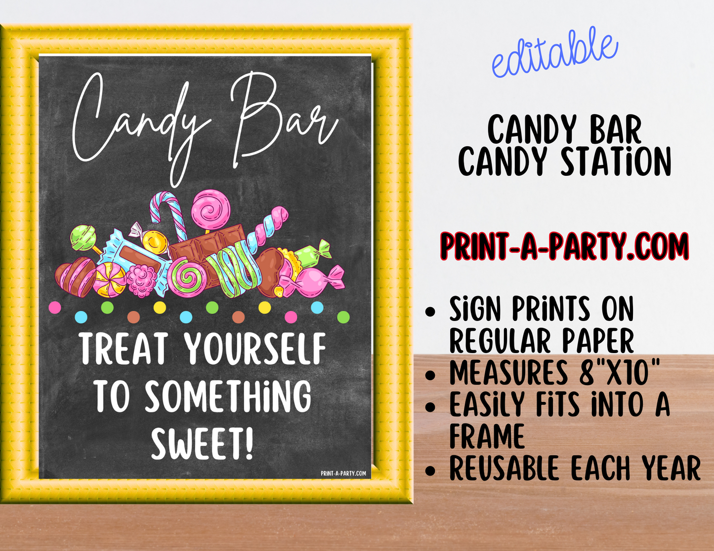 Editable CANDY BAR Sign and Candy Labels Printable in Chalkboard – Sweet Table Decor for Birthdays, Weddings, Showers & More