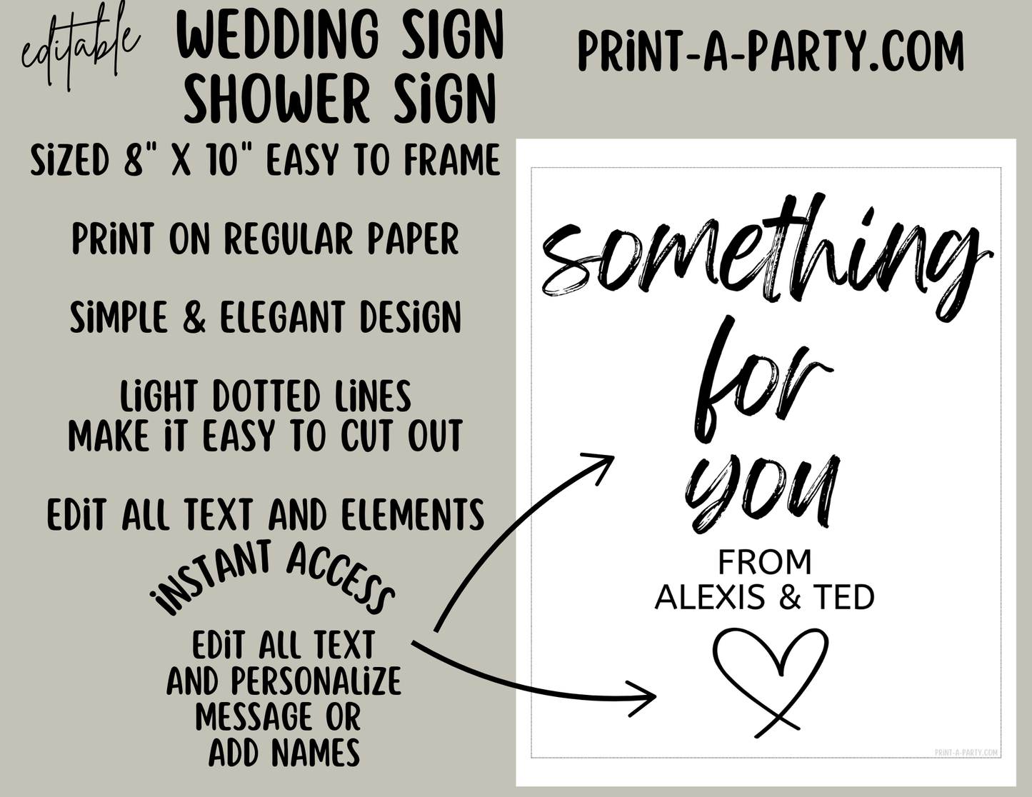 Editable Wedding Sign: FAVORS SIGN - Something For You - Canva Printable for Weddings, Showers and more