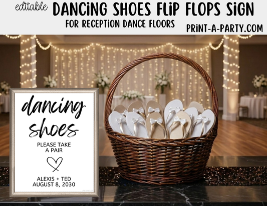 Editable Dancing Shoes Flip Flops Sign (8x10) – Canva Printable Template