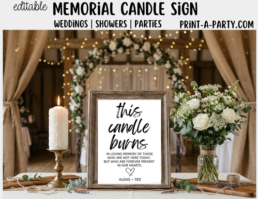 Editable Memorial Candle Sign (8x10) – Canva Printable Template