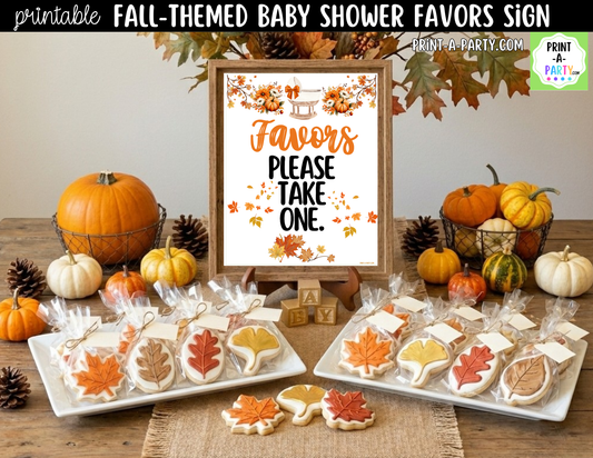 Fall-themed Baby Shower Printable Favors Sign (8x10) – For Showers, Sprinkles, Adoptions