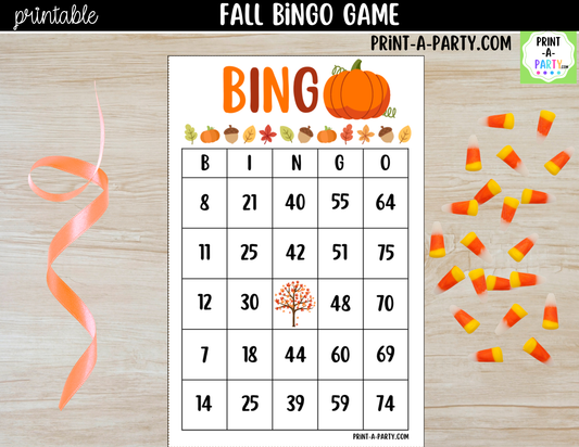Fall Bingo Game Printable – Pumpkin Autumn-Themed Activity for Classrooms, Parties & Family Fun