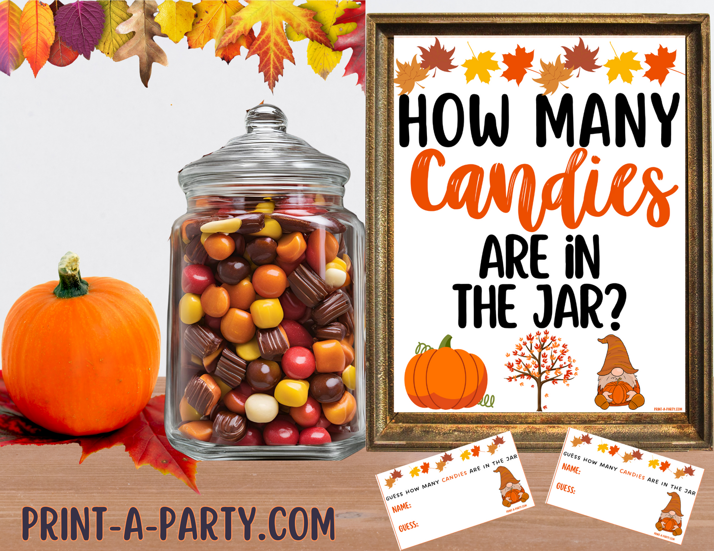 Candy Jar Guessing Game - FALL CANDY - Printable Fall and Halloween Party Game for Classrooms, Office, and Home