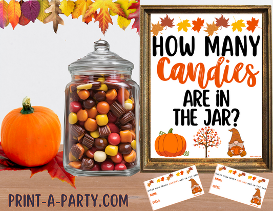 Candy Jar Guessing Game - FALL CANDY - Printable Fall and Halloween Party Game for Classrooms, Office, and Home