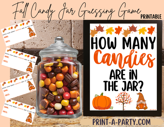 Candy Jar Guessing Game - FALL CANDY - Printable Fall and Halloween Party Game for Classrooms, Office, and Home