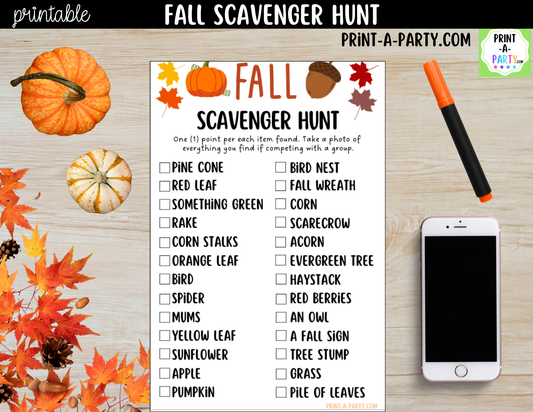 Fall Scavenger Hunt Printable | Outdoor Autumn Activity for Kids & Families