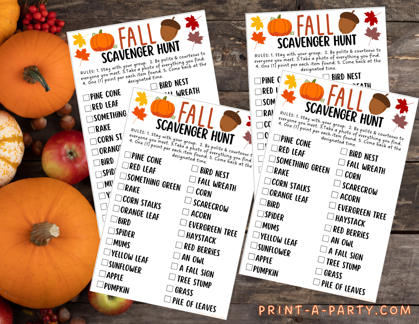 SCAVENGER HUNT GAME: Fall - Printable Fall Scavenger Hunt Game – Autumn Outdoor Activity for Kids, Classrooms, and Parties