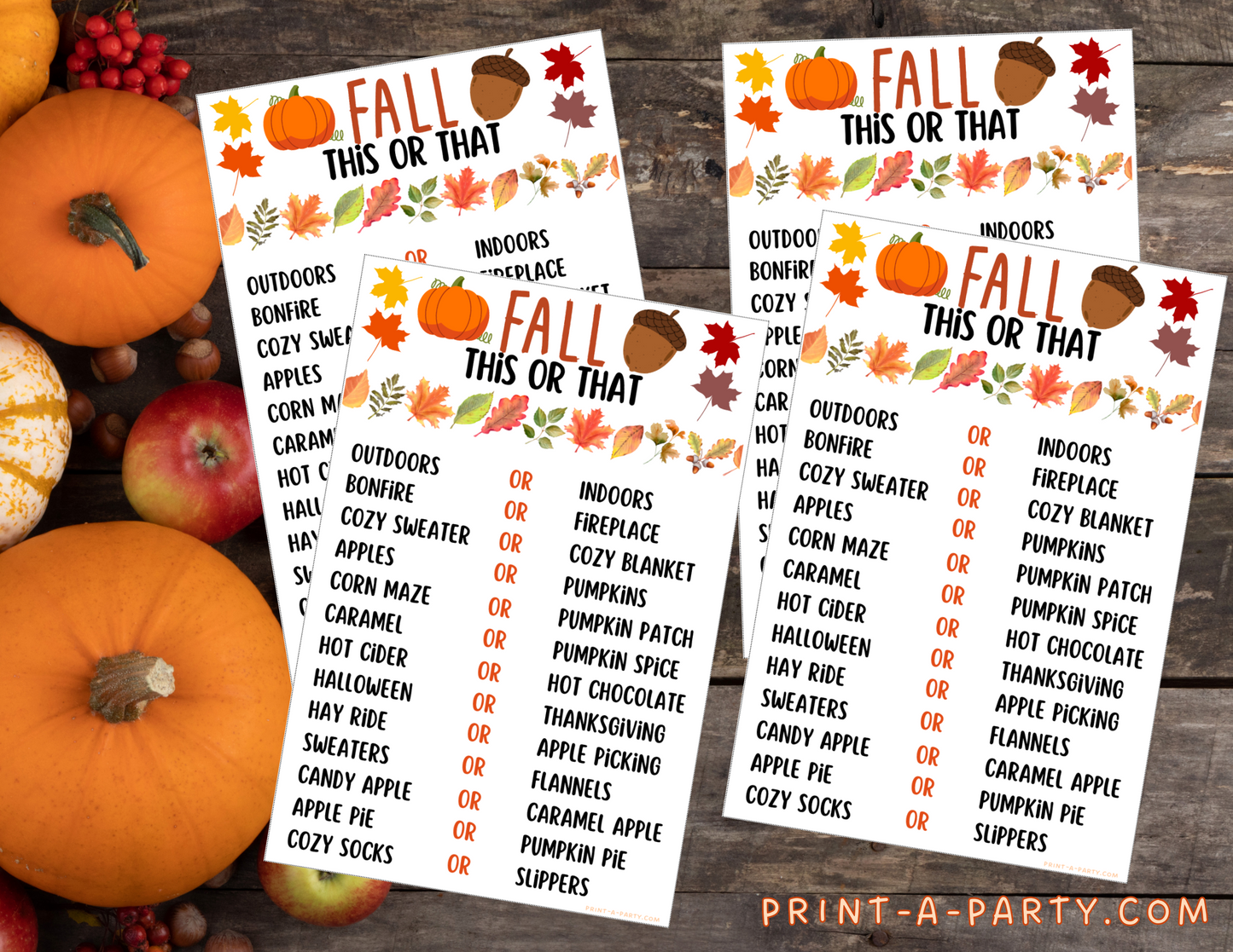 THIS OR THAT GAME: Printable This or That Fall Game – Fun Autumn Activity for Classrooms & Parties