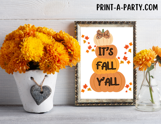 Printable Quote Fall Wall Art – “It’s Fall Y’All” for Southern Farmhouse Autumn Decor