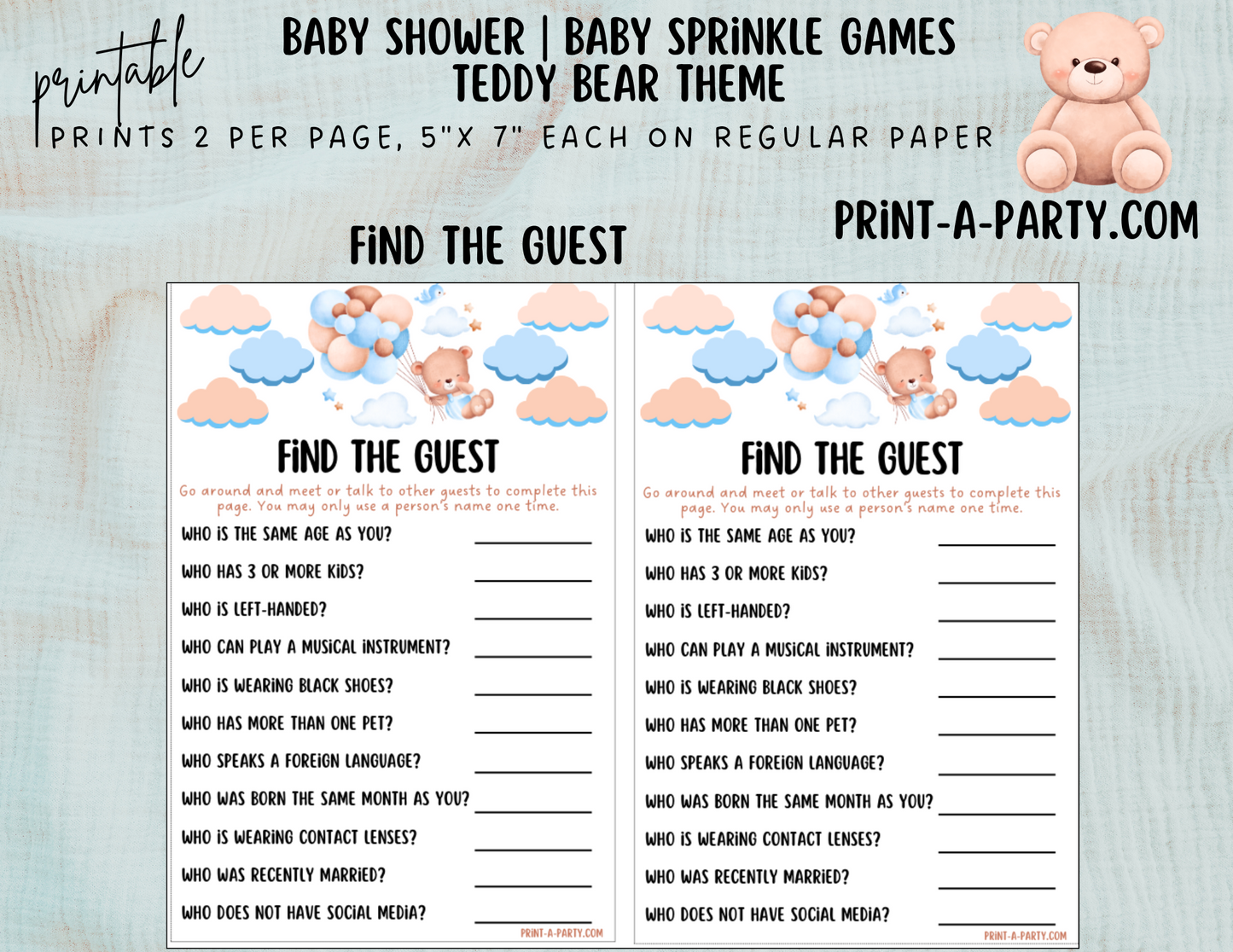 GAMES for Baby Shower | Teddy Bear Blue Shower Theme | Teddy Bear Baby Shower Games | Teddy Bears Baby Shower Theme