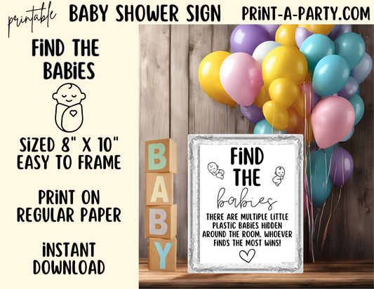 FIND THE BABIES Sign Printable - Fun Baby Shower Game for Gender Reveals, Sprinkles and Adoption Celebrations